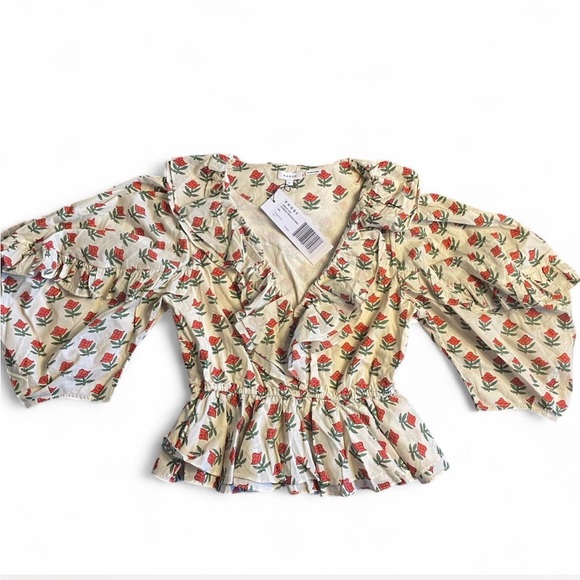 RHODE Cream and Red Floral Blouse - Picture 1 of 5